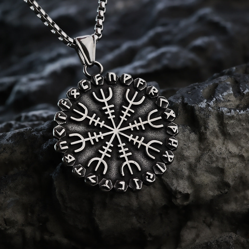 WorldNorse Classic Odin Viking Compass Rune Necklace