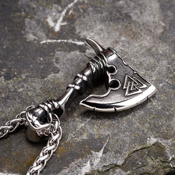 WorldNorse Viking Valknut Axe Necklace