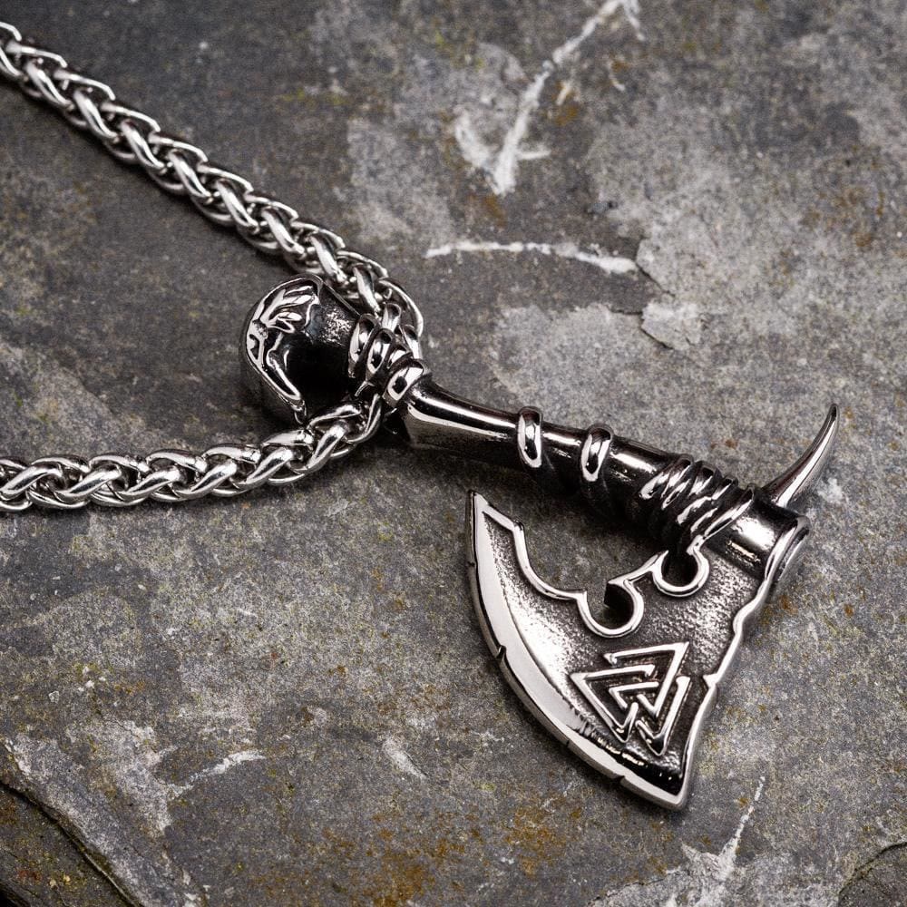 WorldNorse Viking Valknut Axe Necklace