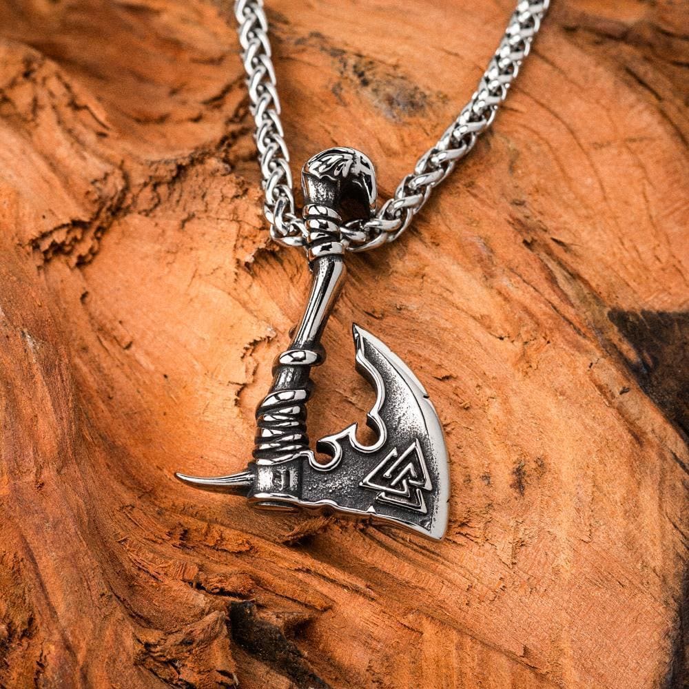 WorldNorse Viking Valknut Axe Necklace