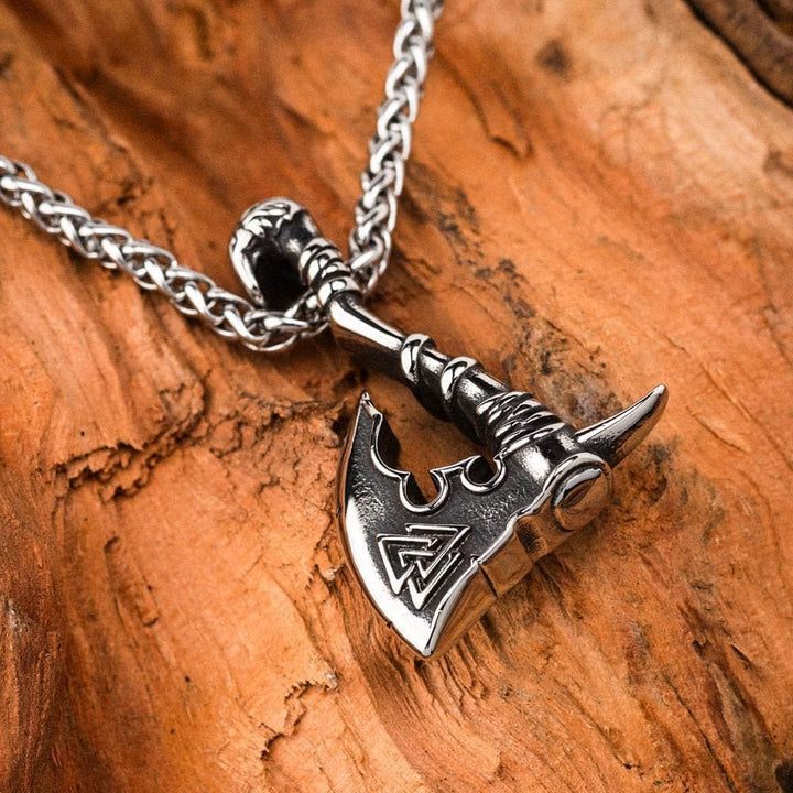 WorldNorse Viking Valknut Axe Necklace