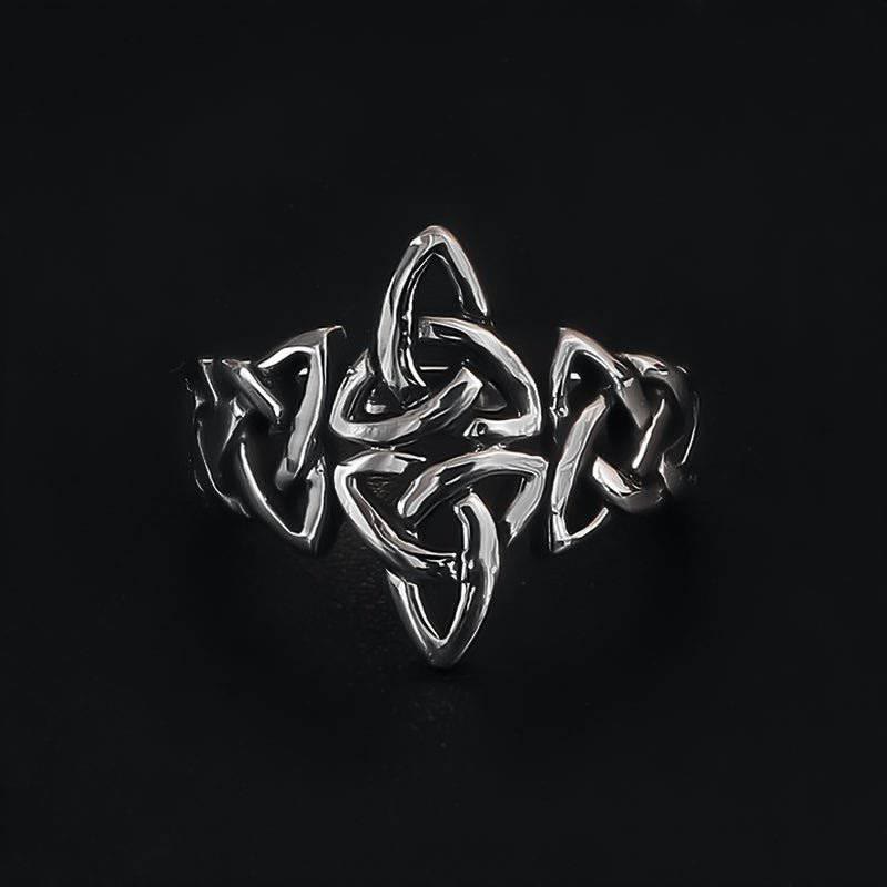 WorldNorse Celtic Knot Triple Horn Of Odin Ring