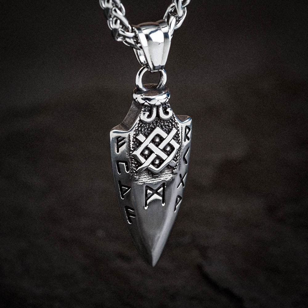 WorldNorse Spear Rune Triple Horn Of Odin Necklace