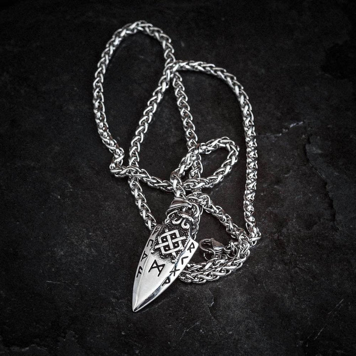 WorldNorse Spear Rune Triple Horn Of Odin Necklace