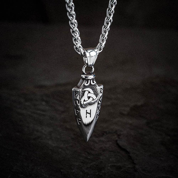 WorldNorse Spear Rune Triple Horn Of Odin Necklace