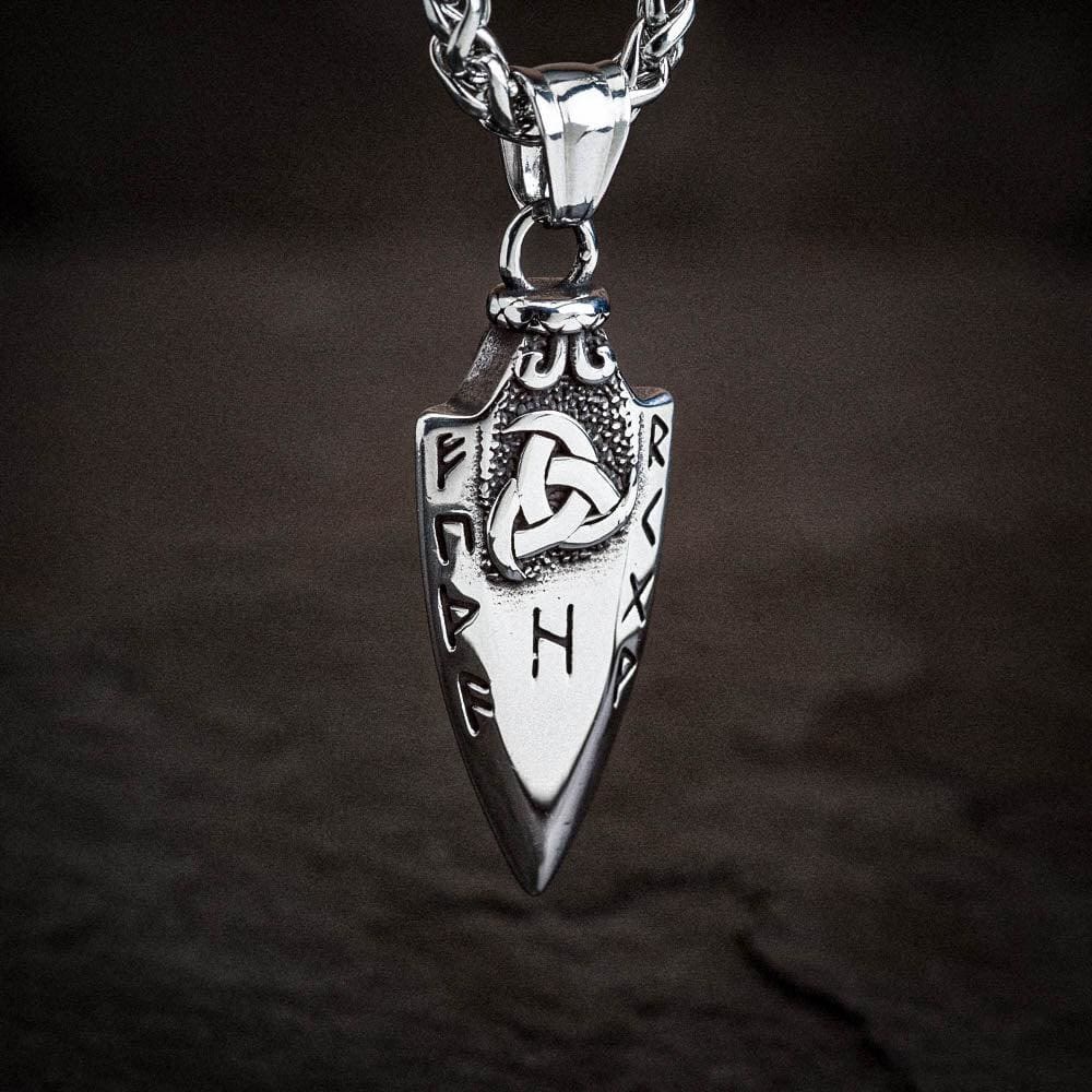 WorldNorse Spear Rune Triple Horn Of Odin Necklace