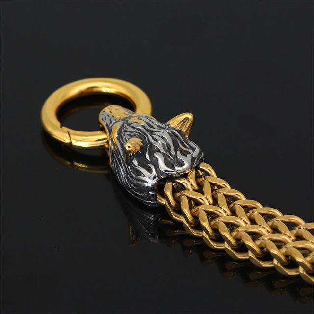 WorldNorse Nordic Fenrir Majestic Wolf Head Chain Bracelet