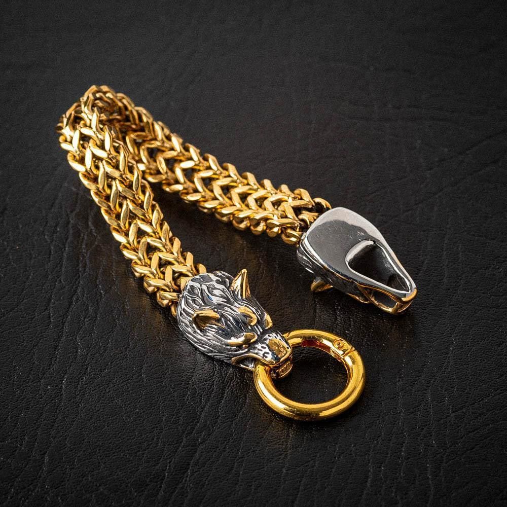 WorldNorse Nordic Fenrir Majestic Wolf Head Chain Bracelet