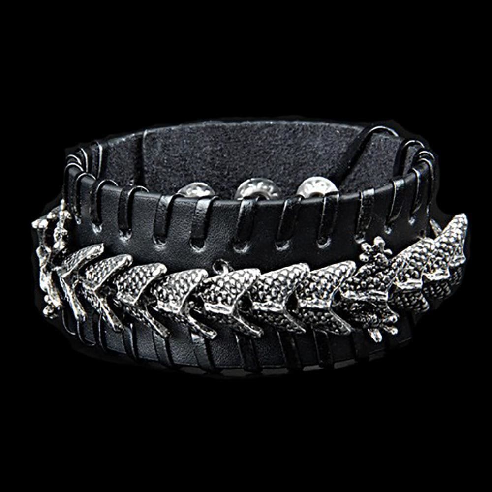 WorldNorse Leather Dragon Arm Cuff Jormungandr Metal Design Bracelet