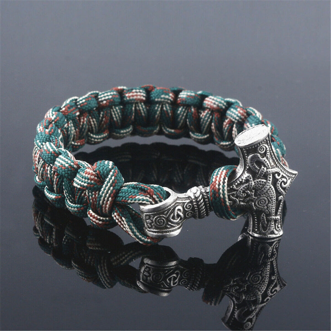 WorldNorse Thor's Hammer Braided Rope Viking Mjolnir Bracelet