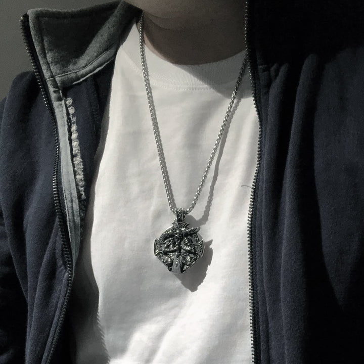 WorldNorse Odin's Warrior Raven Shield Pendant Necklace