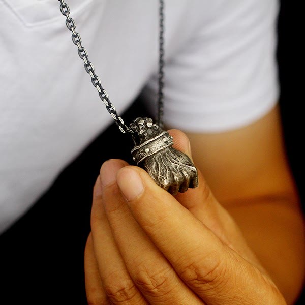 WorldNorse Powerful Fist of Fate Hammering Gesture Necklace