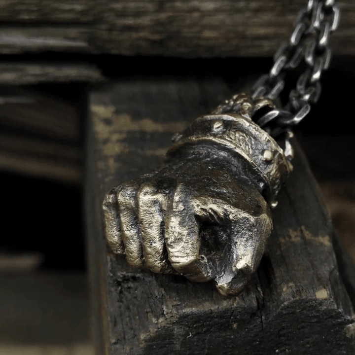 WorldNorse Powerful Fist of Fate Hammering Gesture Necklace