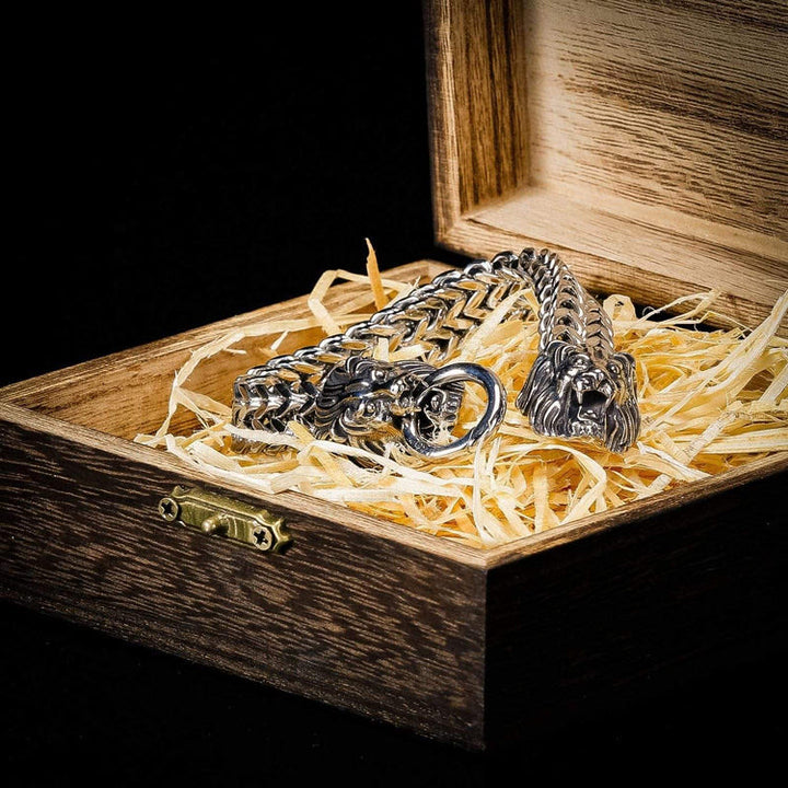 WorldNorse Double Lion Head Viking Bracelet