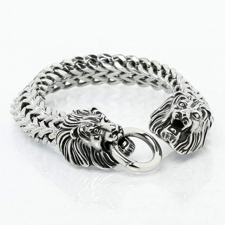WorldNorse Double Lion Head Viking Bracelet