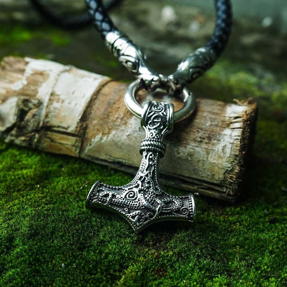 WorldNorse Thor's Hammer Pendant Leather Necklace