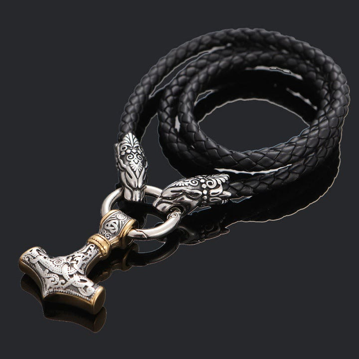 WorldNorse Thor's Hammer Pendant Leather Necklace