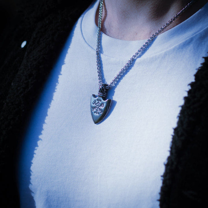 WorldNorse Valknut With Vegvisir Arrow Head Necklace