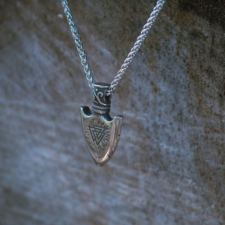 WorldNorse Valknut With Vegvisir Arrow Head Necklace
