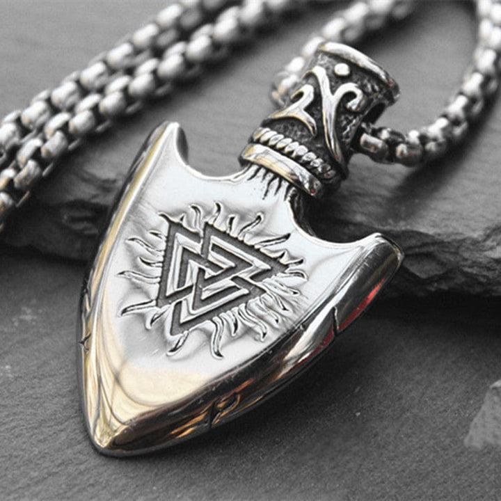 WorldNorse Valknut With Vegvisir Arrow Head Necklace