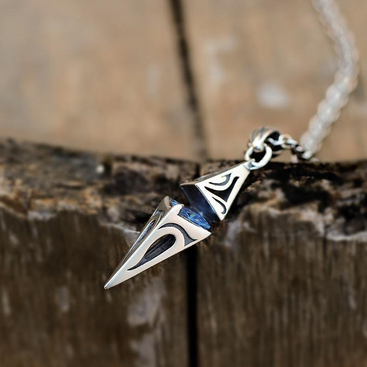 WorldNorse Blue Zircon Talisman Pendant Necklace