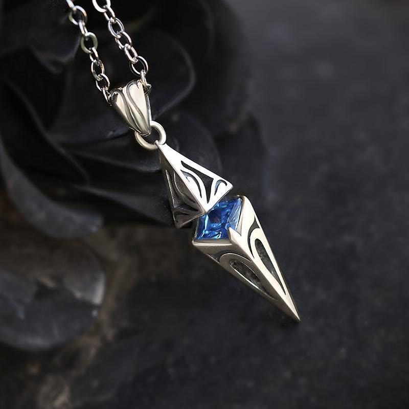 WorldNorse Blue Zircon Talisman Pendant Necklace