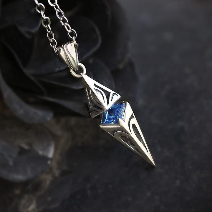 WorldNorse Blue Zircon Talisman Pendant Necklace