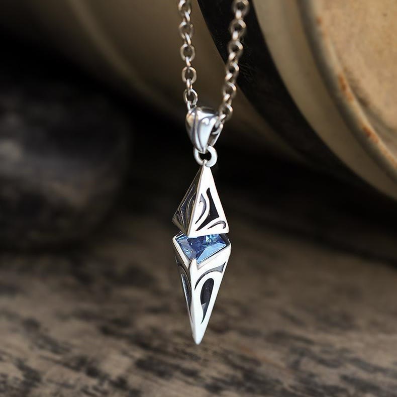 WorldNorse Blue Zircon Talisman Pendant Necklace