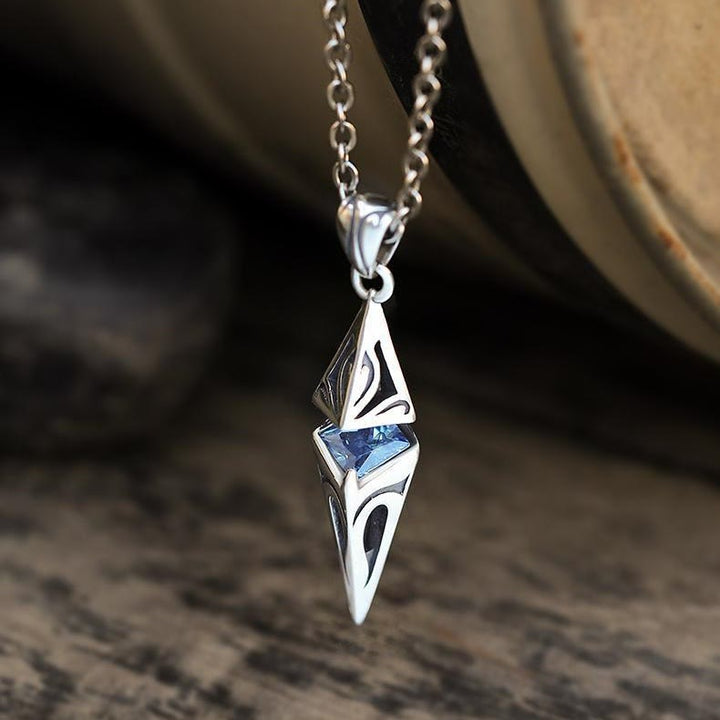 WorldNorse Blue Zircon Talisman Pendant Necklace