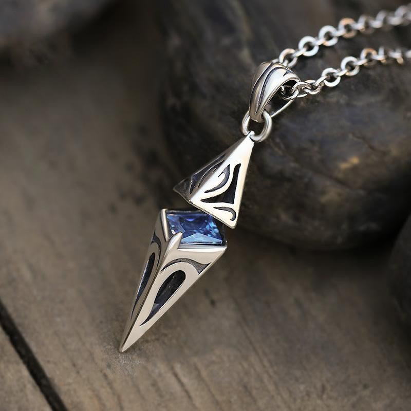 WorldNorse Blue Zircon Talisman Pendant Necklace