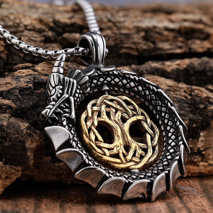 WorldNorse Jormungandr Around Tree Of Life Necklace