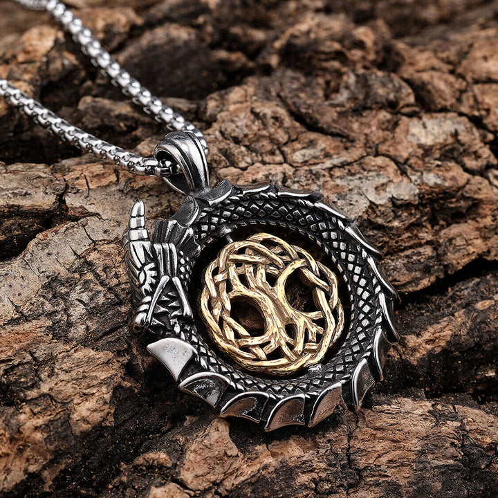 WorldNorse Jormungandr Around Tree Of Life Necklace