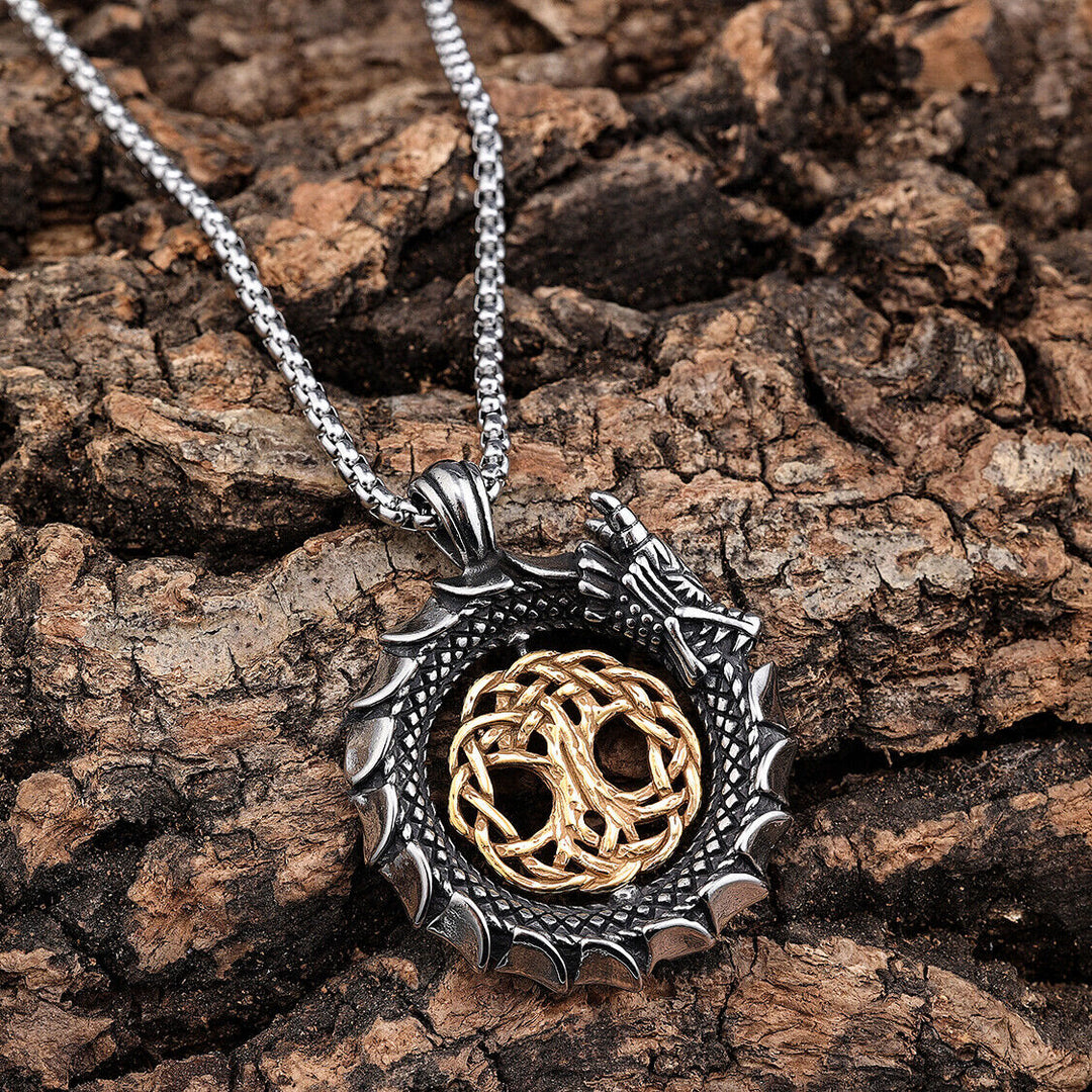 WorldNorse Jormungandr Around Tree Of Life Necklace