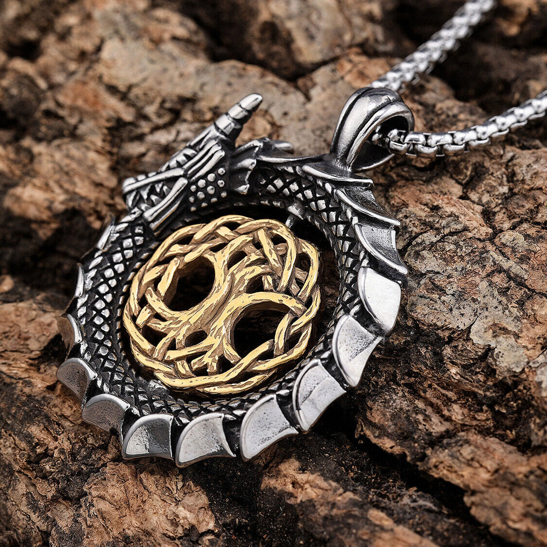 WorldNorse Jormungandr Around Tree Of Life Necklace