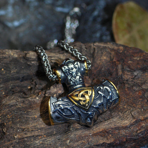 WorldNorse Thor's Hammer Mjolnir Triquetra Anchor Necklace