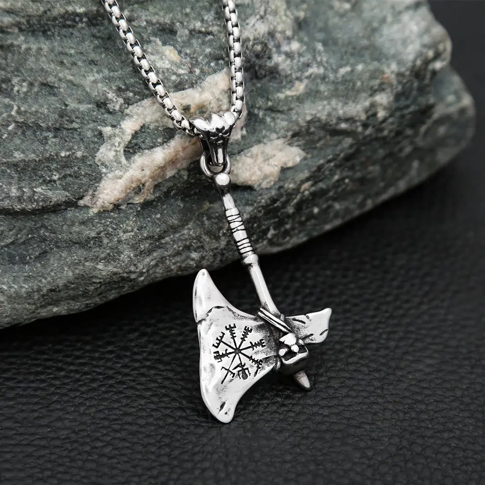 WorldNorse Viking Axe Vegvisir Amulet Self-defense Necklace