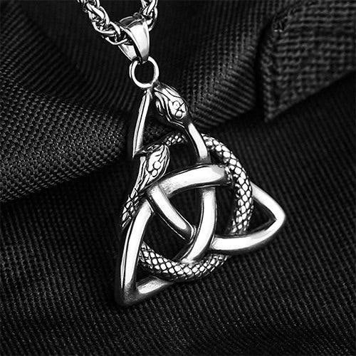 WorldNorse Nordic Trinity Triquetra With Knoop Snake Necklace