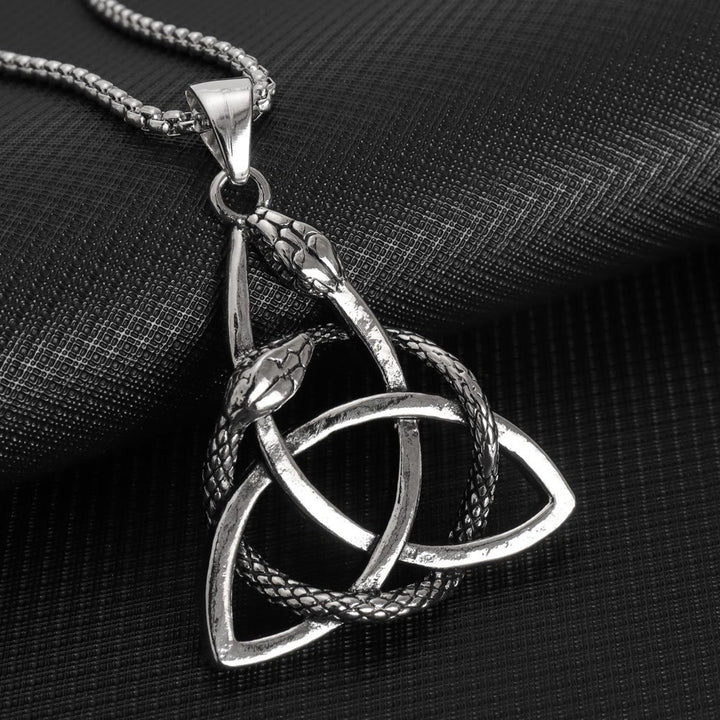 WorldNorse Nordic Trinity Triquetra With Knoop Snake Necklace