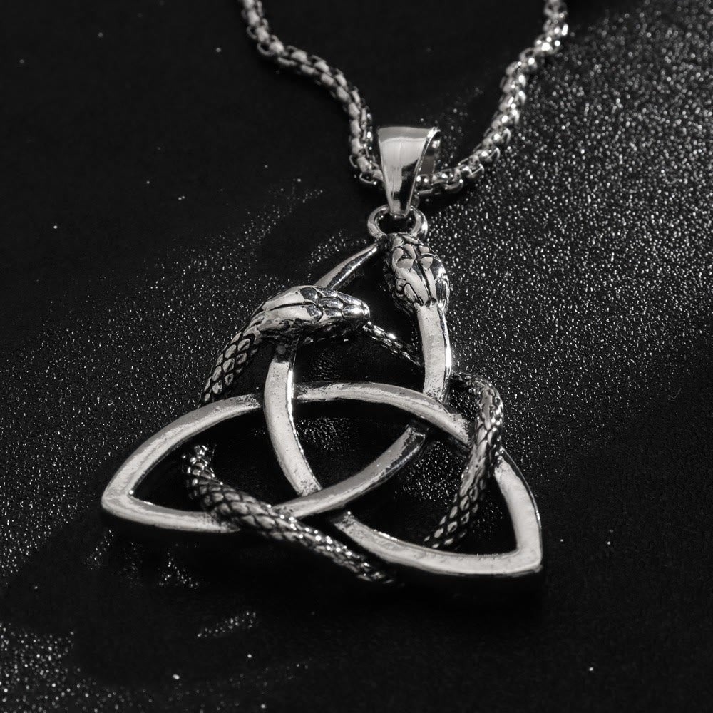 WorldNorse Nordic Trinity Triquetra With Knoop Snake Necklace
