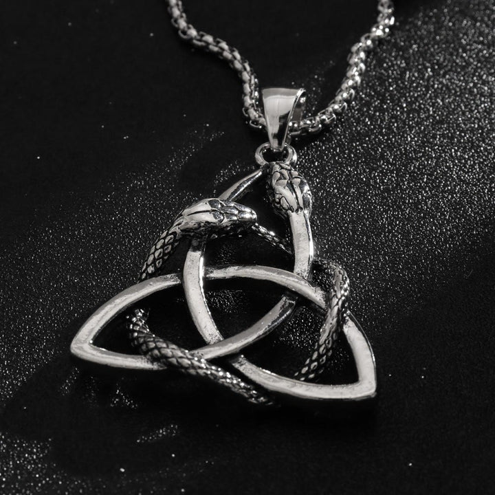 WorldNorse Nordic Trinity Triquetra With Knoop Snake Necklace