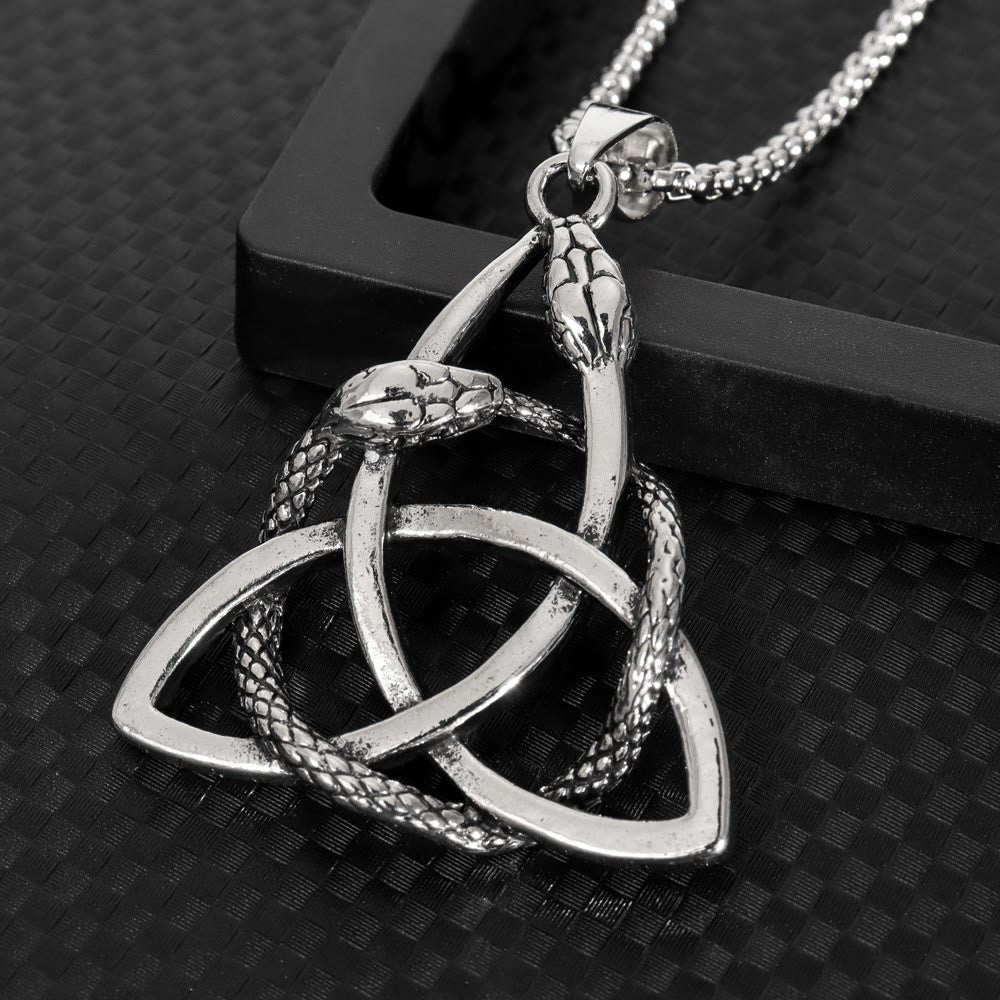 WorldNorse Nordic Trinity Triquetra With Knoop Snake Necklace