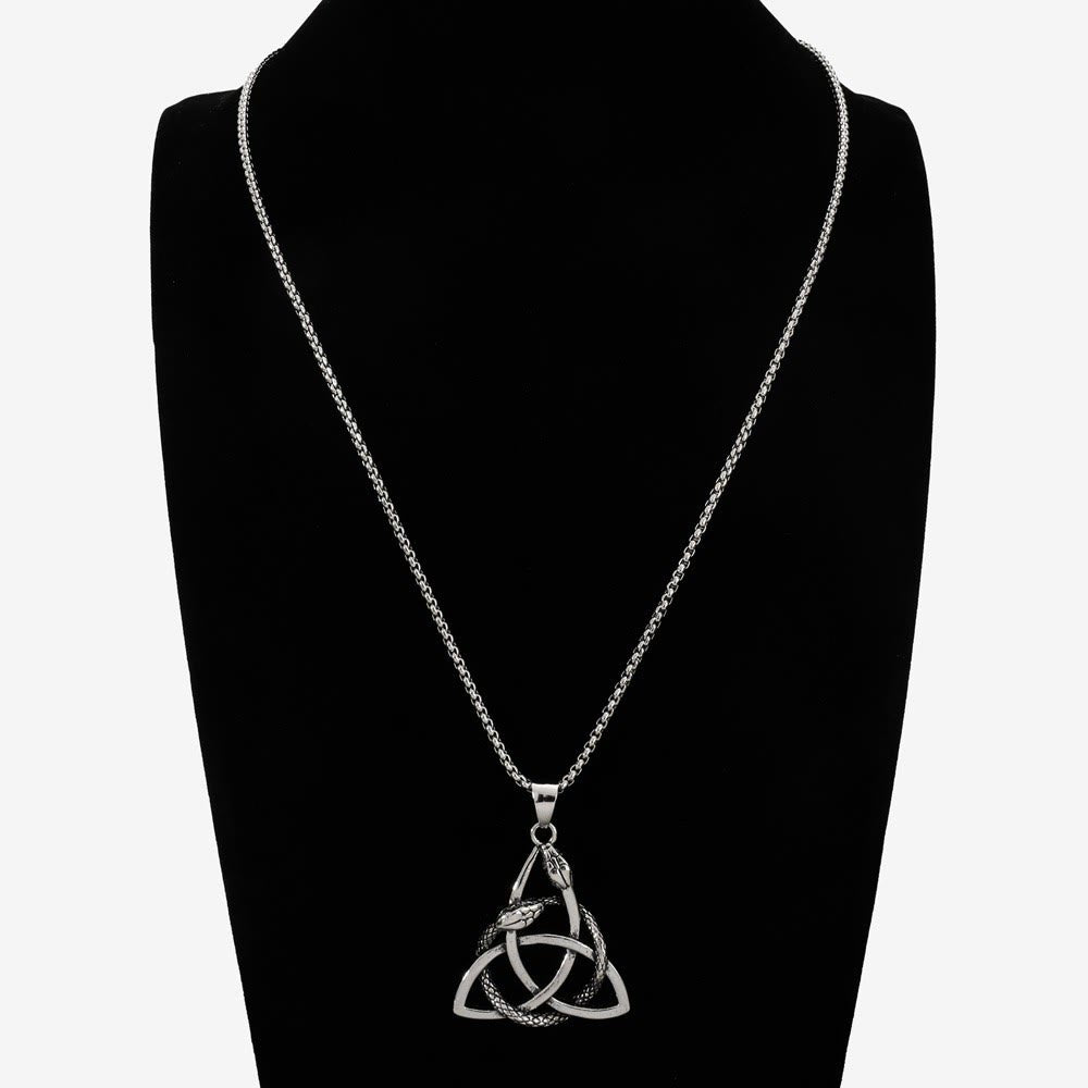 WorldNorse Nordic Trinity Triquetra With Knoop Snake Necklace