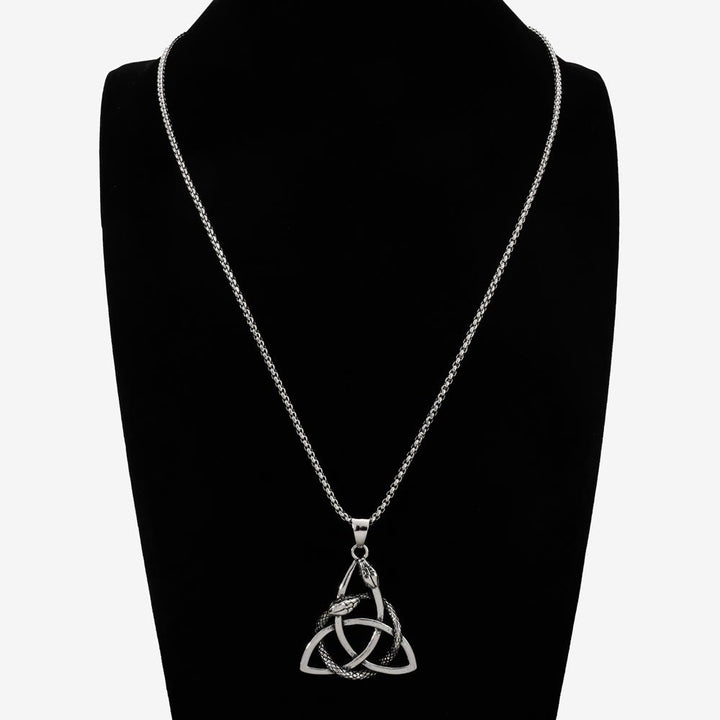 WorldNorse Nordic Trinity Triquetra With Knoop Snake Necklace