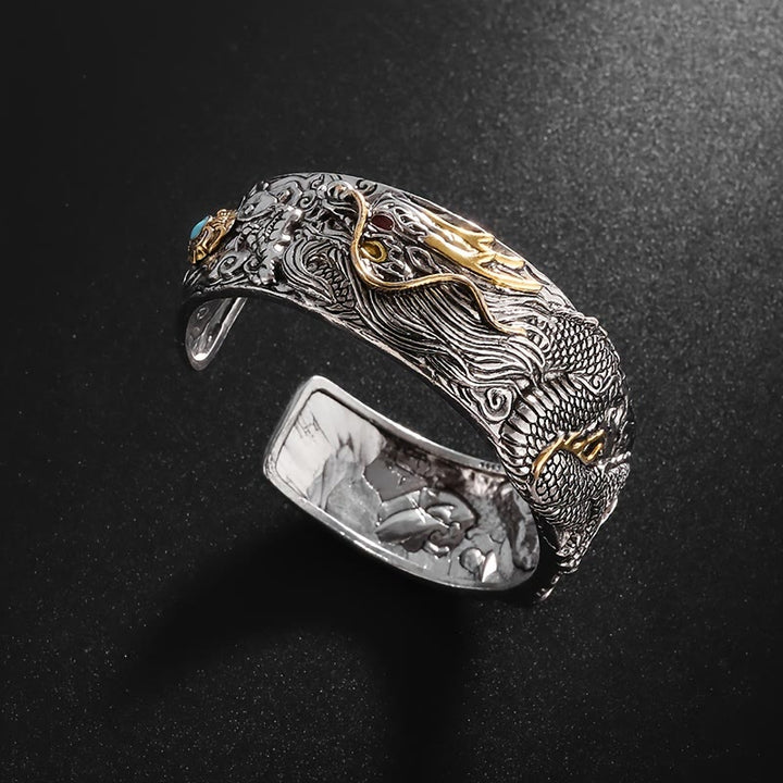 WorldNorse Carved Dragon Beast Domineer Open Bracelet