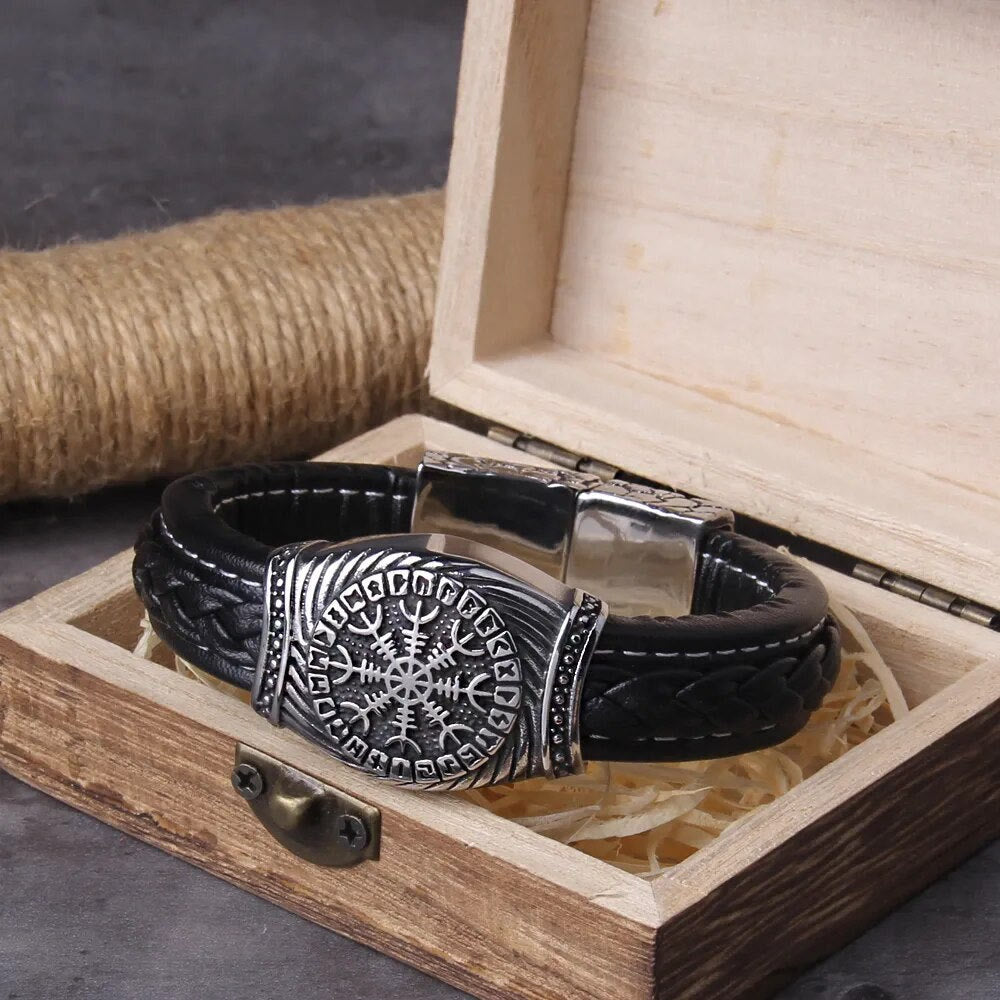 WorldNorse Viking Vegvisir Compass Bangle Valknut Bracelet
