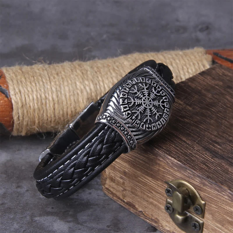 WorldNorse Viking Vegvisir Compass Bangle Valknut Bracelet