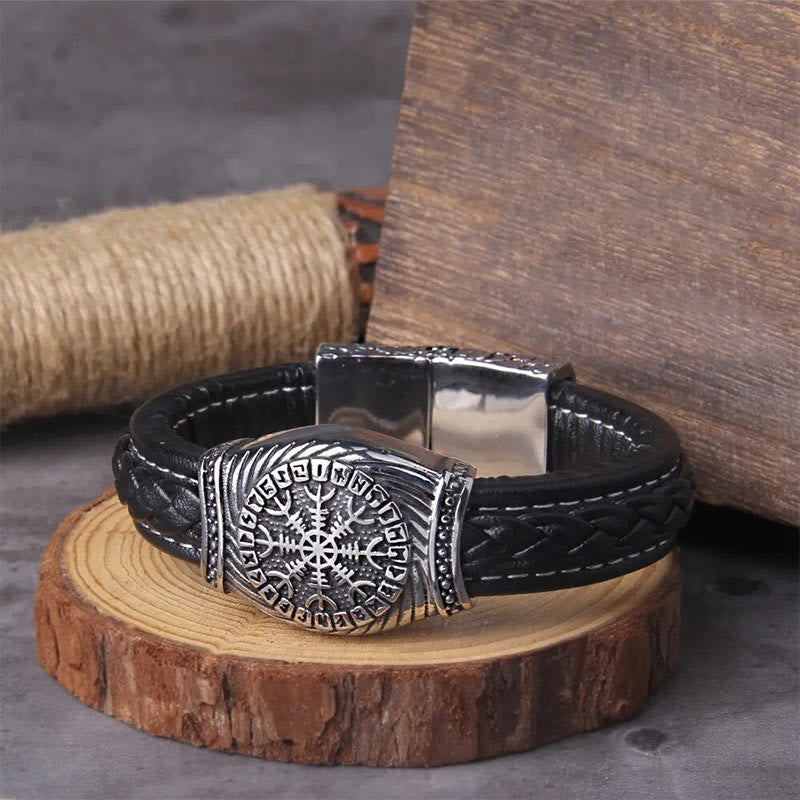 WorldNorse Viking Vegvisir Compass Bangle Valknut Bracelet