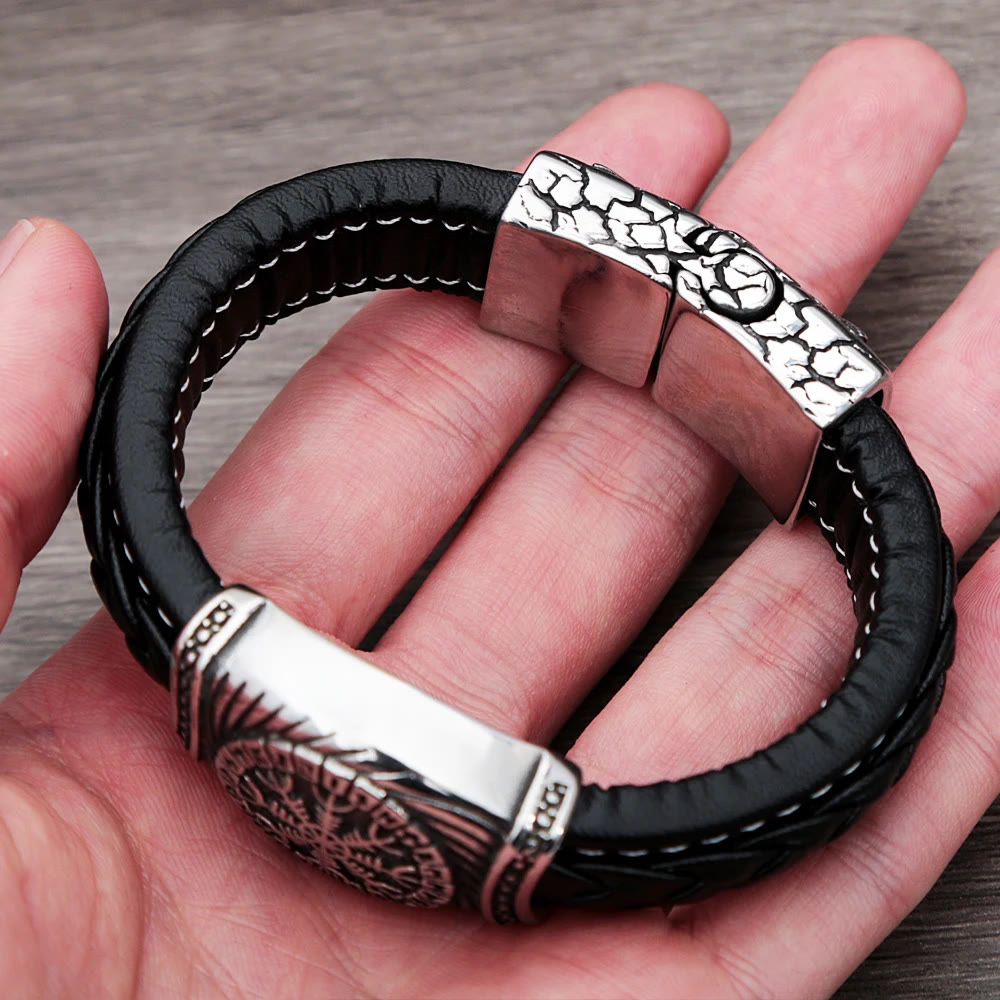 WorldNorse Viking Vegvisir Compass Bangle Valknut Bracelet