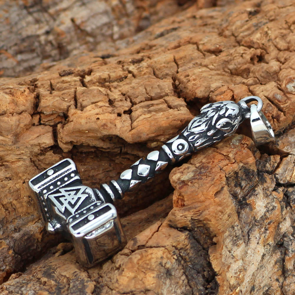 WorldNorse Mjolnir Thor's Hammer And Valknut Necklace