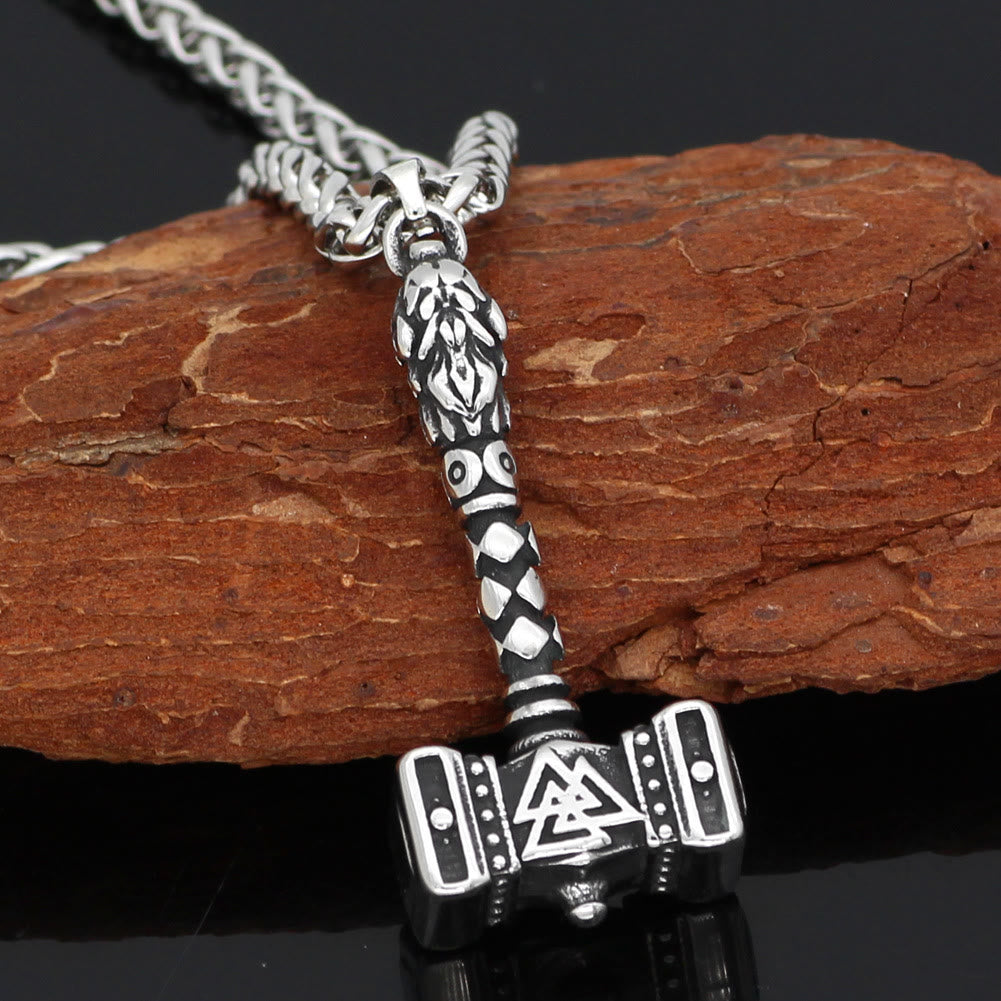 WorldNorse Mjolnir Thor's Hammer And Valknut Necklace